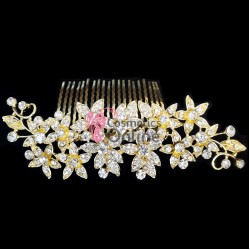 Accesoriu modern pentru decor par CA036FF Auriu cu cristale din sticla